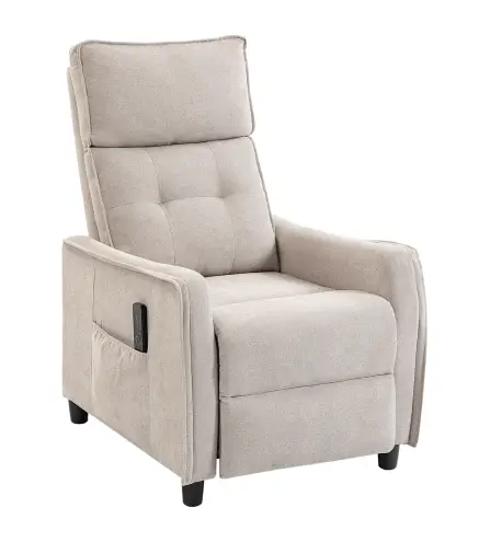 Sillón de Masaje Reclinable con Reposapiés 2 Zonas de Masaje Asiento de Muelles Bolsillos Tapizado en Lino Crema