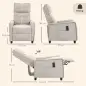 Sillón de Masaje Reclinable con Reposapiés 2 Zonas de Masaje Asiento de Muelles Bolsillos Tapizado en Lino Crema Sillón de Masaje Reclinable con Reposapiés 2 Zonas de Masaje Asiento de Muelles Bolsillos Tapizado en Lino Crema