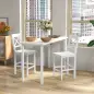 Juego de 2 Taburetes Altos de Cocina Taburetes de Bar de Madera con Reposapiés y Respaldo Cruzado Carga 120 kg Blanco