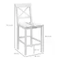 Juego de 2 Taburetes Altos de Cocina Taburetes de Bar de Madera con Reposapiés y Respaldo Cruzado Carga 120 kg Blanco