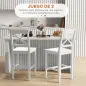 Juego de 2 Taburetes Altos de Cocina Taburetes de Bar de Madera con Reposapiés y Respaldo Cruzado Carga 120 kg Blanco
