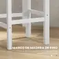 Juego de 2 Taburetes Altos de Cocina Taburetes de Bar de Madera con Reposapiés y Respaldo Cruzado Carga 120 kg Blanco