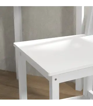 Juego de 2 Taburetes Altos de Cocina Taburetes de Bar de Madera con Reposapiés y Respaldo Cruzado Carga 120 kg Blanco