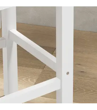 Juego de 2 Taburetes Altos de Cocina Taburetes de Bar de Madera con Reposapiés y Respaldo Cruzado Carga 120 kg Blanco