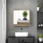 Armario de Baño con Espejo con 2 Puertas y Balda Ajustable Mueble Colgante de Estilo Moderno 48x14,5x45cm Natural