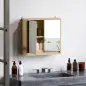 Armario de Baño con Espejo con 2 Puertas y Balda Ajustable Mueble Colgante de Estilo Moderno 48x14,5x45cm Natural
