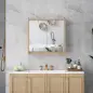 Armario de Baño con Espejo con 2 Puertas y Balda Ajustable Mueble Colgante de Estilo Moderno 48x14,5x45cm Natural