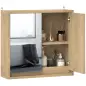 Armario de Baño con Espejo con 2 Puertas y Balda Ajustable Mueble Colgante de Estilo Moderno 48x14,5x45cm Natural