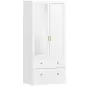 Armario Dormitorio 2 Puertas y 2 Cajones Armario Ropero con Espejo Barra para Colgar 80x50x180 cm Blanco Armario Dormitorio 2 Puertas y 2 Cajones Armario Ropero con Espejo Barra para Colgar 80x50x180 cm Blanco