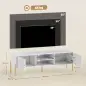 Mueble de TV Moderno con 2 Puertas 2 Estantes Abiertos Orificios Pasacables para TV 65 Pulgadas 140x38x45,9 cm Blanco Mueble de TV Moderno con 2 Puertas 2 Estantes Abiertos Orificios Pasacables para TV 65 Pulgadas 140x38x45,9 cm Blanco