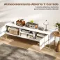 Mueble de TV Moderno con 2 Puertas 2 Estantes Abiertos Orificios Pasacables para TV 65 Pulgadas 140x38x45,9 cm Blanco Mueble de TV Moderno con 2 Puertas 2 Estantes Abiertos Orificios Pasacables para TV 65 Pulgadas 140x38x45,9 cm Blanco