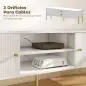 Mueble de TV Moderno con 2 Puertas 2 Estantes Abiertos Orificios Pasacables para TV 65 Pulgadas 140x38x45,9 cm Blanco Mueble de TV Moderno con 2 Puertas 2 Estantes Abiertos Orificios Pasacables para TV 65 Pulgadas 140x38x45,9 cm Blanco