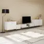 Mueble de TV Moderno con 2 Puertas 2 Estantes Abiertos Orificios Pasacables para TV 65 Pulgadas 140x38x45,9 cm Blanco Mueble de TV Moderno con 2 Puertas 2 Estantes Abiertos Orificios Pasacables para TV 65 Pulgadas 140x38x45,9 cm Blanco