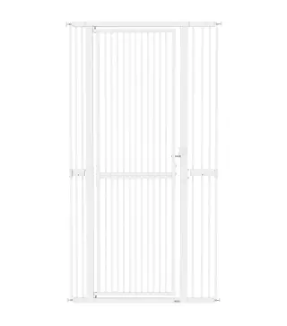 Barrera para Perros Extra Alta con Ancho Ajustable 77-104 cm Separación 3,5 cm con Montaje a Presión Extensiones Blanco