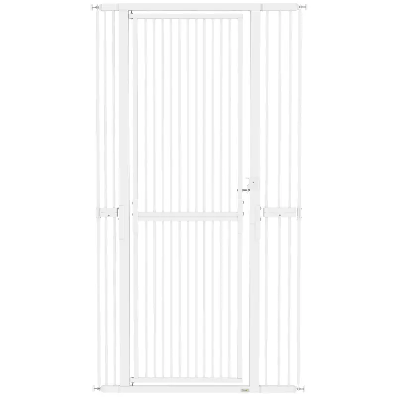Barrera para Perros Extra Alta con Ancho Ajustable 77-104 cm Separación 3,5 cm con Montaje a Presión Extensiones Blanco