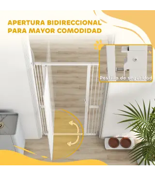 Barrera para Perros Extra Alta con Ancho Ajustable 77-104 cm Separación 3,5 cm con Montaje a Presión Extensiones Blanco