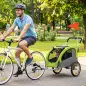 Remolque de Bicicleta Perros 2 en 1 Carrito Perros Medianos Plegable con Suspensión Neumáticos Grandes Ventanas Verde Remolque de Bicicleta Perros 2 en 1 Carrito Perros Medianos Plegable con Suspensión Neumáticos Grandes Ventanas Verde