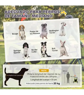 Remolque de Bicicleta Perros 2 en 1 Carrito Perros Medianos Plegable con Suspensión Neumáticos Grandes Ventanas Verde