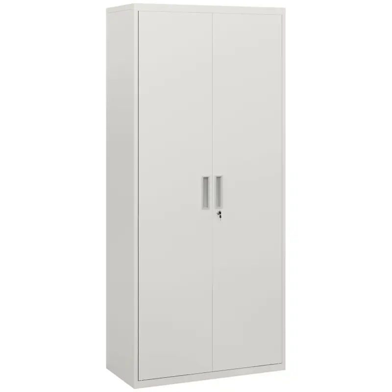 Archivador con Llave Estantes Ajustable Armario Archivador Metálico para Oficina Estudio Salón 80x40x180 cm Blanco