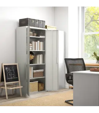 Archivador con Llave Estantes Ajustable Armario Archivador Metálico para Oficina Estudio Salón 80x40x180 cm Blanco