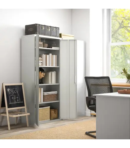 Archivador con Llave Estantes Ajustable Armario Archivador Metálico para Oficina Estudio Salón 80x40x180 cm Blanco