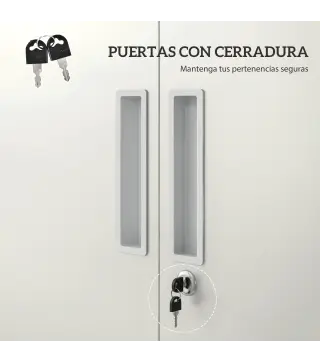 Archivador con Llave Estantes Ajustable Armario Archivador Metálico para Oficina Estudio Salón 80x40x180 cm Blanco