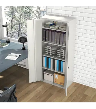 Archivador con Llave Estantes Ajustable Armario Archivador Metálico para Oficina Estudio Salón 80x40x180 cm Blanco