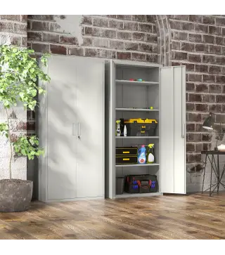 Archivador con Llave Estantes Ajustable Armario Archivador Metálico para Oficina Estudio Salón 80x40x180 cm Blanco