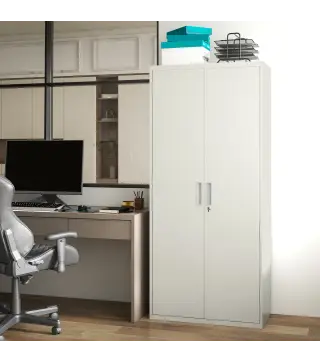 Archivador con Llave Estantes Ajustable Armario Archivador Metálico para Oficina Estudio Salón 80x40x180 cm Blanco
