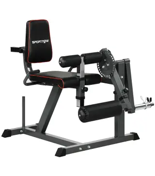 Máquina de Extensión y Curl de Piernas Ajustable con Carga de Placas para Entrenamiento de Cadera Muslos en Gimnasio
