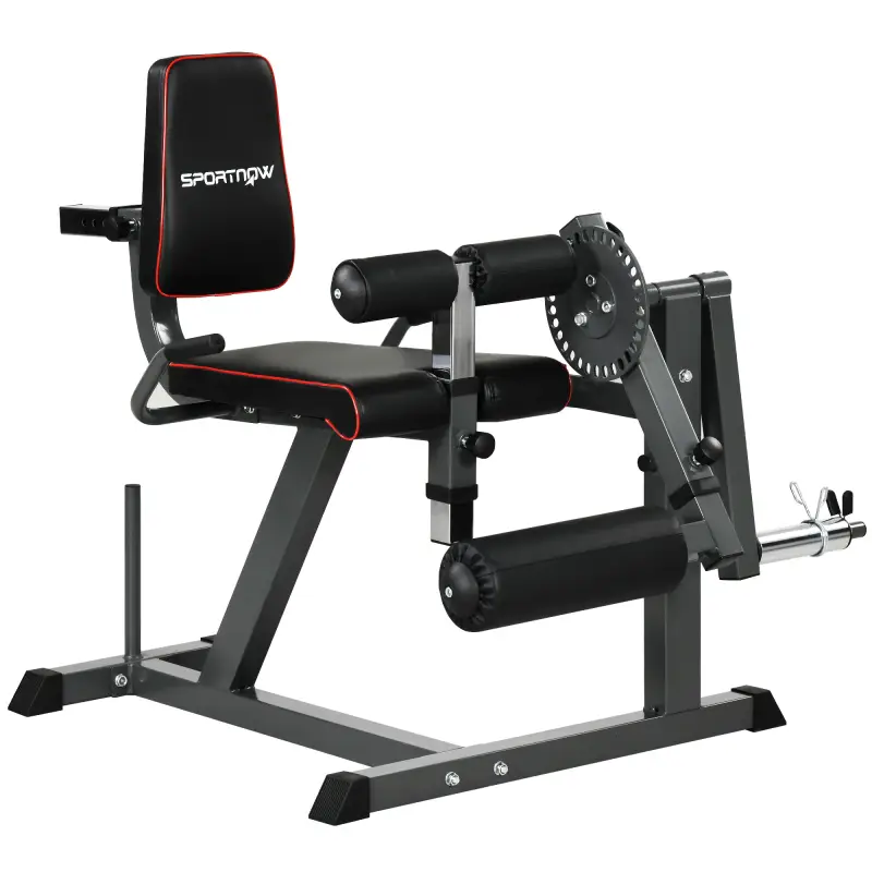 Máquina de Extensión y Curl de Piernas Ajustable con Carga de Placas para Entrenamiento de Cadera Muslos en Gimnasio