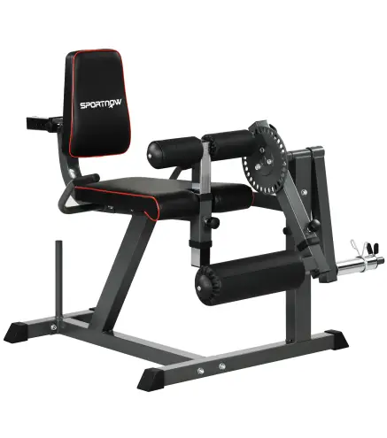 Máquina de Extensión y Curl de Piernas Ajustable con Carga de Placas para Entrenamiento de Cadera Muslos en Gimnasio