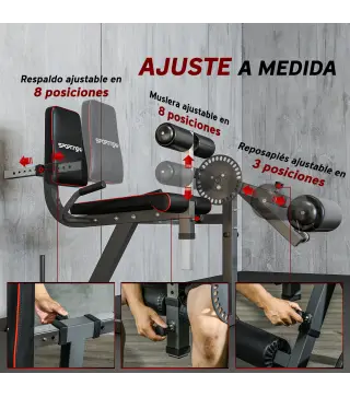 Máquina de Extensión y Curl de Piernas Ajustable con Carga de Placas para Entrenamiento de Cadera Muslos en Gimnasio