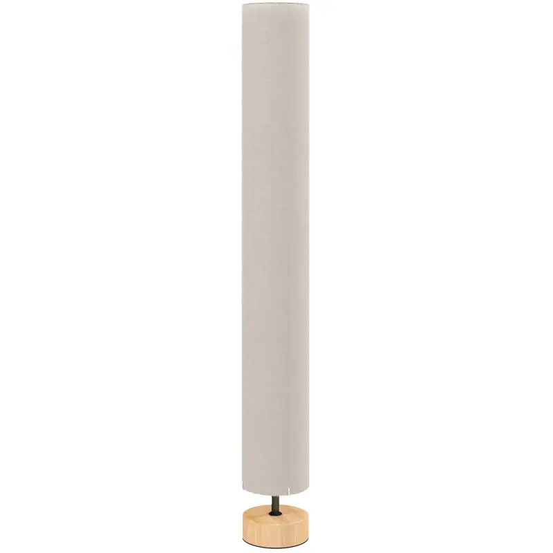 Lámpara de pie de salón con pantalla de lino, interruptor de pie, 2 x casquillo E27, 120 cm, beige