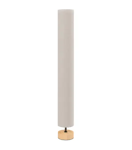 Lámpara de pie de salón con pantalla de lino, interruptor de pie, 2 x casquillo E27, 120 cm, beige