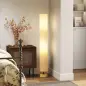 Lámpara de pie de salón con pantalla de lino, interruptor de pie, 2 x casquillo E27, 120 cm, beige