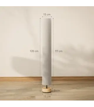 Lámpara de pie de salón con pantalla de lino, interruptor de pie, 2 x casquillo E27, 120 cm, beige