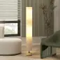 Lámpara de pie de salón con pantalla de lino, interruptor de pie, 2 x casquillo E27, 120 cm, beige
