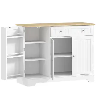 Aparador de Cocina Armario de Cocina 3 Estantes de Puerta Cajón Estantes Ajustables para Comedor 105x40x83 cm Blanco
