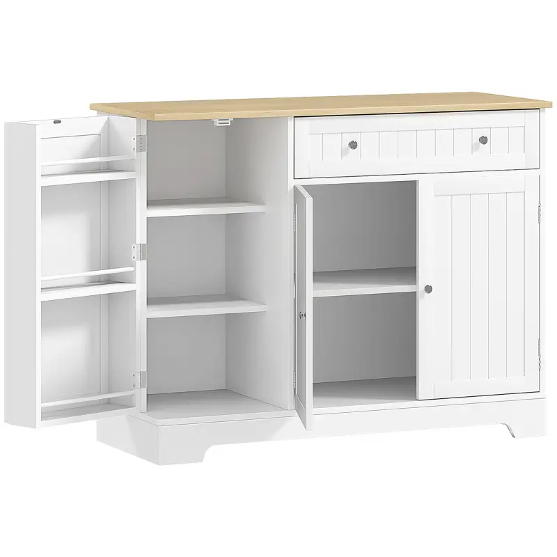 Aparador de Cocina Armario de Cocina 3 Estantes de Puerta Cajón Estantes Ajustables para Comedor 105x40x83 cm Blanco