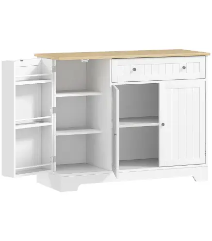 Aparador de Cocina Armario de Cocina 3 Estantes de Puerta Cajón Estantes Ajustables para Comedor 105x40x83 cm Blanco