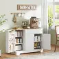 Aparador de Cocina Armario de Cocina 3 Estantes de Puerta Cajón Estantes Ajustables para Comedor 105x40x83 cm Blanco