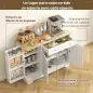 Aparador de Cocina Armario de Cocina 3 Estantes de Puerta Cajón Estantes Ajustables para Comedor 105x40x83 cm Blanco