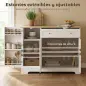 Aparador de Cocina Armario de Cocina 3 Estantes de Puerta Cajón Estantes Ajustables para Comedor 105x40x83 cm Blanco