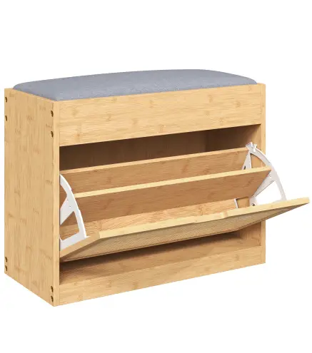 Banco Zapatero Recibidor con Asiento Acolchado Cajón Abatible Puerta de Ratán Estante Ajustable para Entrada Natural