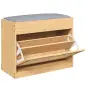 Banco Zapatero Recibidor con Asiento Acolchado Cajón Abatible Puerta de Ratán Estante Ajustable para Entrada Natural Banco Zapatero Recibidor con Asiento Acolchado Cajón Abatible Puerta de Ratán Estante Ajustable para Entrada Natural