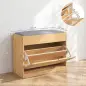 Banco Zapatero Recibidor con Asiento Acolchado Cajón Abatible Puerta de Ratán Estante Ajustable para Entrada Natural Banco Zapatero Recibidor con Asiento Acolchado Cajón Abatible Puerta de Ratán Estante Ajustable para Entrada Natural