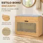 Banco Zapatero Recibidor con Asiento Acolchado Cajón Abatible Puerta de Ratán Estante Ajustable para Entrada Natural Banco Zapatero Recibidor con Asiento Acolchado Cajón Abatible Puerta de Ratán Estante Ajustable para Entrada Natural