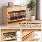Banco Zapatero Recibidor con Asiento Acolchado Cajón Abatible Puerta de Ratán Estante Ajustable para Entrada Natural Banco Zapatero Recibidor con Asiento Acolchado Cajón Abatible Puerta de Ratán Estante Ajustable para Entrada Natural