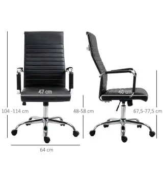Silla de Escritorio Giratoria Silla de Oficina con Respaldo Alto Ruedas Giratorias Altura Ajustable Función Basculante y Reposab
